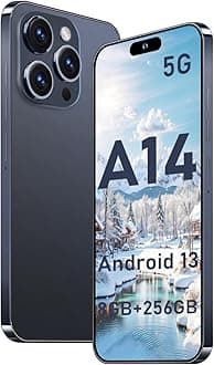 A14promax Unlocked Smartphones 2025 Android 13 Cell Phone 8GB+256GB|8-Core 6.8" HD Screen 24MP+50MP|Camera 6800 mAh Long Battery with 5G Dual SIM Mobile Phones(Navy Blue)