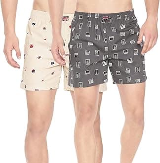 Pepe Jeans Premium Cotton Men Regular Fit Boxers | Ultra-Comfort Natural Fiber Printed Boxer Shorts with Elastic Waistband, Side Pockets - Medium, TOFU AOP, DARK GREY AOP, M