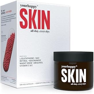 YourHappyLife Skin Capsules with Activated L- Glutathione, NAC, Niacinamide & Retinol for Smooth, Radiant & Clear Complexion | Reduced Pigmentation for Even tone Youthful & Glowing Skin, 30 Capsules.