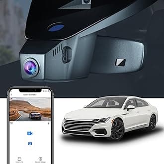 FITCAMX Dash Cam Suitable for VW Arteon 2019-2025, 4K Built-in Car Recorder WiFi App, UHD Video Quality, Parking Mode, G-Sensor, Night Vision, Plug & Play, OEM Look, 64GB Card