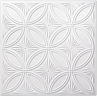 Art3d Decorative PVC Drop Ceiling Tile 2ft x 2ft in White,Glue up Ceiling Panel 24 x 24in.12pcs