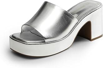 High Chunky Platform Heels for Women Fashion Comfort Slip on Square Open Toe Block Heel Sandals