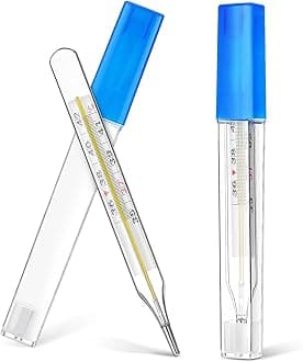 MAGICLULU 2Pc Glass Oral Temperature Adult Free Clinic Armpit Fast Reading Fever Indicator (℃ Large)