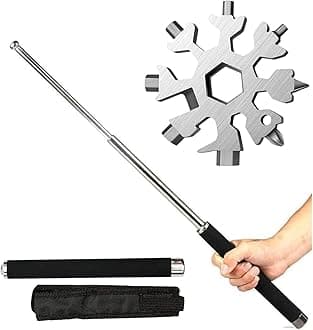 DREAM DEXXO || Expandable Telescopic Stick - Self-Defense & Training Tool | Durable Stainless Steel with Non-Slip Grip | Portable, Lightweight & Easy to Carry (1, BLACK AND SILVER)