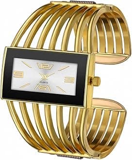 Ladies Watch, Bangle Ladies Watch Women Quartz Watch Ladies Wrist Watches with Rectangular Dial Elegant Wrist Watch Luxury Classic Skeleton Strap Quartz Ladies Watch Nice Gift for Women