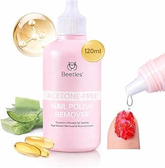 Beetles Non Acetone Nail Polish Remover - 4.06Fl Oz/120ML Nourishing Formula Acetone Free Nail Polish Remover - Non-Drying - Professional Controllable Quick & Gentle Removal for Natural Damaged Nail