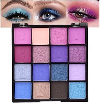 evpct 16 Colors Glitter Shimmer Matte Light Navy Blue Purple Pink Eyeshadow Makeup Palette Pallet Waterproof Highly Pigmented Smokey Pressed Sparkly Shiny Eye Shadow paletas de sombras para de ojos