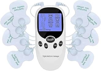 TENS Machine for Pain Relief, TENS Electric Massager with 6 Massage Modes and 8 Replacement Pads, Rechargeable Electric Massager for Back, Joint Pain Relief (White-D)