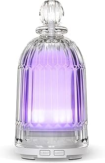 DOUDING Glass Aromatherapy Essential Oil Diffuser, 120 mL Aroma Diffusers Cool Mist Humidifier Ultrasonic with 7 LED Light Auto Shut-Off for Home Office Yoga Spa
