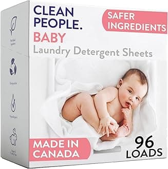 Unscented Baby Laundry Detergent Sheets - Hypoallergenic - Ultra Concentrated, Recyclable Packaging, Fights Stains & Odors on Baby Clothes & Bedding - Fragrance Free, 96 Pack