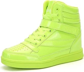 Womens High Top Sneakers with Hidden Wedge Heel Ankle Support 2 Inch Height Increase 80s Retro Casual Boots