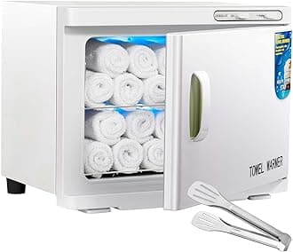 Hot Towel Warmer Cabinet with LED Lights 23L Large Capacity Towel Cabinet for Bathroom 2 in 1 Professional Hot Towel Warmer Facial Spa Massage Salon Heat Up Quick Towel Heater (White)