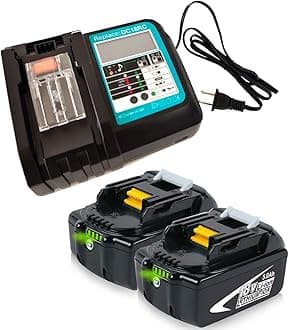 2 X BL1850B Battery 18V 5.0Ah with Charger 3Ah DC18RC, Replace for Makita 18V Battery Li-Ion LXT400 BL1860B BL1830B BL1850B