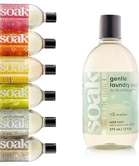 Laundry Soap – No Rinse, Plant Derived Hand Wash Detergent - 375 ml / 12 fl. oz, 75+ Washes (Wild Mint)