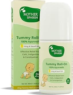 Mother Sparsh Tummy Roll On For Baby Colic Relief, Constipation and Indigestion With Hing & Saunf | 100% Ayurvedic - 40ml