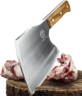 ZENG JIA DAO Meat Cleaver Butcher Knife Heavy Duty Bone Chopper Axe for Kitchen 6 '' Bones Cutting Knife Forged Stainless Steel Solid Pear Wood Handle Smashing bone in Restaurant farm Slaughterhouse