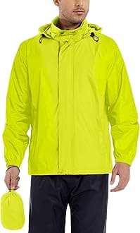 GIISAM Men’s Rain Jacket with Hood Lightweight Rain Coats Waterproof Raincoat Packable Windbreaker for Hiking Cycling