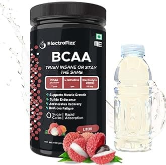 BCAA 7Gms (2:1:1 formula) with Citrulline & Electrolyte Blend for Muscle Recovery & Endurance - Pre/Post Workout & Intra Workout (Litchee)- 400 gms