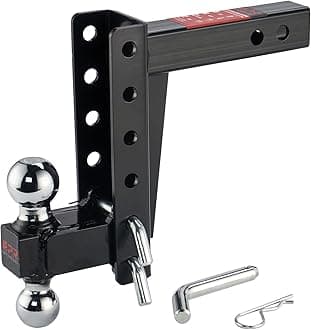 OPENROADAdjustable Trailer Hitch Ball Mount Fits 2-Inch Receiver, 2’’ & 2-5/16’’ Dual Balls 8000 lbs/12000 lbs, 6" Drop/Rise Hitch, Tow Hitch for Heavy Duty Truck with Stainless Steel Pins