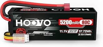 HOOVO 3S Lipo Battery 11.1V 80C 5200mAh RC Battery Hard Case with T Plug for RC Cars RC Truck Helicopter Airplane