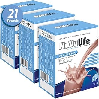 Liquid-Life Shake. High Calorie, High Protein, Nutrient Rich Powdered Drink Mix for Weight Gain or Meal Replacement (Chocolate, 21 Sachets)