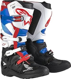 Alpinestars 2012723-1272-13: Honda Tech 7 Enduro Drystar Blk/Wht/Blu/Br Red Sz 13