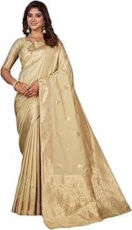 SGF11Women's Kanjivaram Pure Soft Silk Saree For Women Pure Golden Zari With Blouse Piece