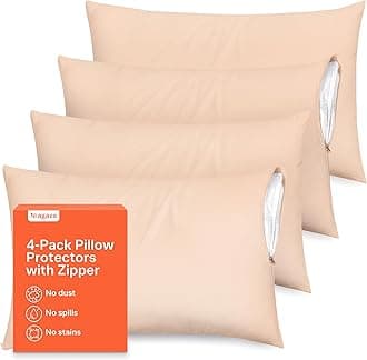 Beige Microfiber Pillow Protectors Queen