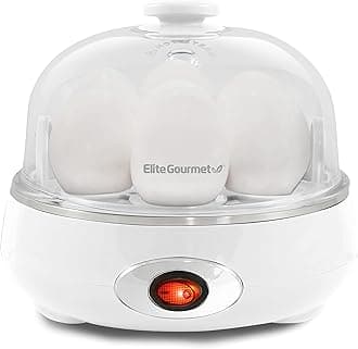 Elite Gourmet EGC322CW Easy Egg Cooker Electric 7-Egg Capacity, Soft, Medium, Hard-Boiled Egg Cooker with Auto Shut-Off, Measuring Cup Included, BPA Free, Classic White