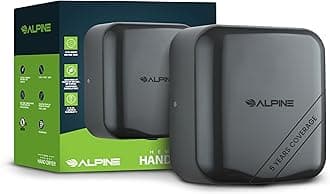 Alpine Commercial Automatic Hand Dryer - High Speed Air Hand Dryer for Home, Restaurant, Bathroom, and High Traffic Areas. 1800 Watts / 110-120 Volts (Grey)