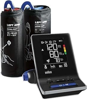 ExactFit 5 Connect Smart Upper Arm Blood Pressure Monitor - Braun Healthy Heart app compatible - Color-coded Indicator -2 Cuff Sizes - For Home Use - BUA6350