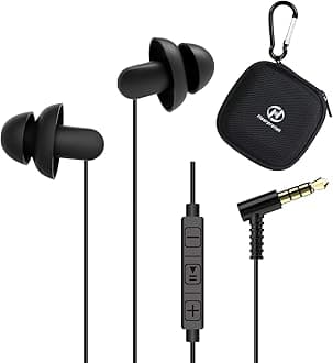 Sleep Earbuds, Hearprotek 2 Pairs Ultra Soft Lightweight Silicone Sleeping Earphone Headphones with Volume Control and mic for Side Sleeper, Snoring, Air Travel, Relaxation (Black)