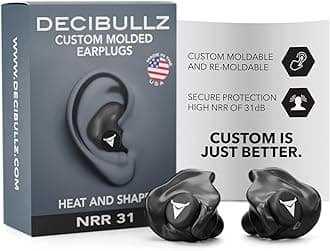 Decibullz - Custom Molded Earplugs, 31dB Highest NRR, Comfortable Hearing Protection for Shooting, Travel, Swimming, Work and Concerts (Black)