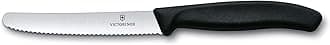 Victorinox6.7733, Black 4 Inch Swiss Classic Paring Knife with Serrated Edge, Round tip, 4"