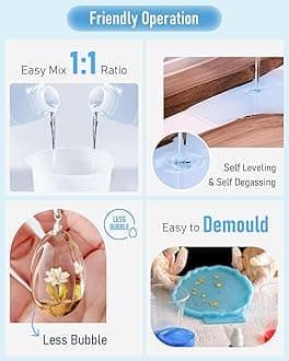 Nicpro 64 Ounce Crystal Clear Epoxy Resin Kit, Food Safe DIY Starter Epoxy Resin for Craft, Canvas Painting, Molds Pigment Jewelry Making, Resin Coating and Casting