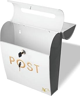ACL Wall Mounted Lockable Post Box with Easy Access - Upgrade Your Mailbox with Our Flap Style Stylish and Durable Mailing Box - Easy Install Strong Construction and with Lock (Small, White)