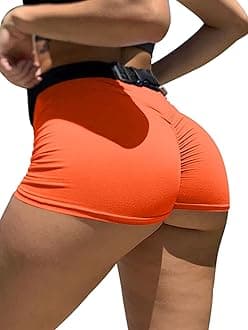 - Women's Sexy Gym Biker Booty Shorts High Waisted Ruched Workout Shorts