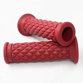 Yibid Motorcycle 7/8" Hand Grips Non Slip Rubber Open Bar End Thruster Grips 22mm 25mm Comfort Grip for 22mm 7/8 inch Handlebar Ducati BMW Scooter Racer Bobber Clubman Dirt Pit Bike (Claret Grips)