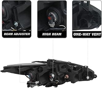 SOCKIR Headlight Assembly Compatible with 2016-2018 Nissan Altima without LED DRL Halogen Headlamp Passenger and Driver Side (Bulbs Included)