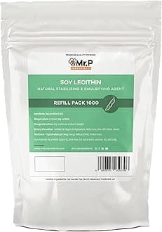 Mr.P Ingredients Soy Lecithin Powder 100g Stabilising Emulsifying Agent Texture Improver Vegan Vegetarian Halal Kosher Non-GMO Resealable Pouche