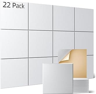 Sonicism 22 Pack Acoustic Wall Panels with Self-Adhesive, 12" X 12" X 0.4" Sound Proof Foam Panels, Decorative Soundproof Wall Panels, Sound Proof Absorbing Tiles for Home & Offices, White