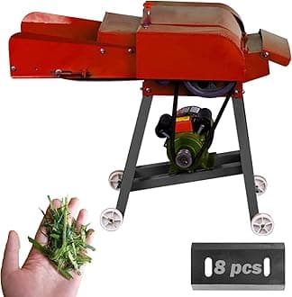 TXMACHINE® Hay Cutter Machine Electronic Grass Chaff Cutter Animal Feed Hay Crusher Straw Breaker with 2.2KW Motor 8 Blades 220V/50HZ (Red)