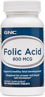 Folic Acid 800mcg | Supports Healthy Fetal Development | Required for Proper Red Blood Cell Formation | Vegetarian Formula | 100 Count