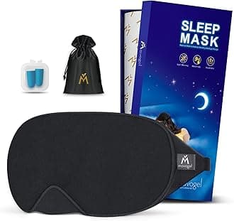 Mavogel Upgraded Sleep Mask for Men Women - Luxury Cotton Sleep Eye Mask with Adjustable Strap, Block Out Light, Soft Comfort Sleeping Mask for Travel Yoga Nap, with Travel Pouch and Earplugs, Black