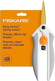 Easy Action Micro-Tip Titanium Scissors, Sharp Blades for Cutting Precision and Angles with Easy Action Spring Design, Crafting Supplies, SoftGrip Assisted Handle