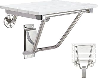 Folding Shower Seat Wall Mounted, Plastic Wood