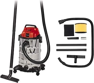TC-VC 1930 S wet and dry vacuum cleaner (1,500 W, 30 l rust-proof stainless steel tank, blow connection, incl. plastic suction hose, floor/crevice nozzle, filters)