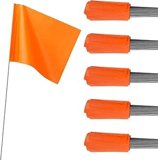 IKAYAS Orange PVC Marking Flags - Pack of 50, 4 x 5 x 15 Inches, Small Yard Survey Flags, Garden, Irrigation Markers
