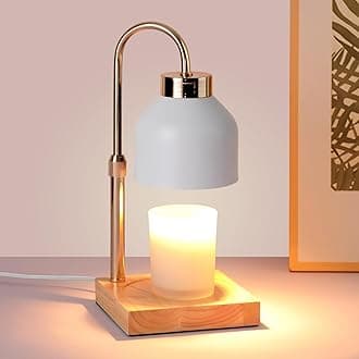Candle Warmer Lamp with Timer, Electric Candle Lamp Warmer with Dimmer Adjustable Height House Warming Gifts New Home Bedroom Decor Dimmable Wax Melt Warmer with 2 Bulbs Mothers Day Gifts (White)