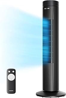 30-Inch Oscillating Tower Fan for Bedroom – 3 Speed, Quiet Tower Fan with Remote ControL, Small Fan, 7-Hour Timer – ETL Certified, Black